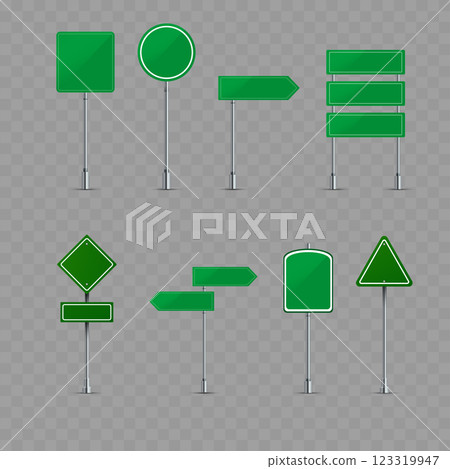 Green Traffic Signs Vector Set Green Traffic Signs Vector Set 123319947