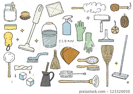 Cleaning supplies (line drawing) 123320050