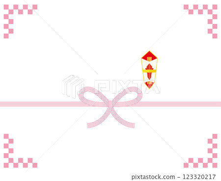 Mizuhiki 禮品包裝紙背景插圖的向量插圖 123320217