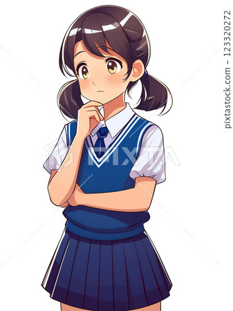 Thinking girl in uniform 123320272