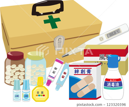 First aid kit with medicine First aid kit with medicine 123320396