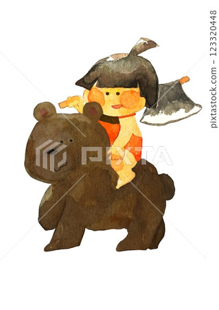 以透明水彩繪製的金太郎插圖 以透明水彩繪製的金太郎插圖 123320448