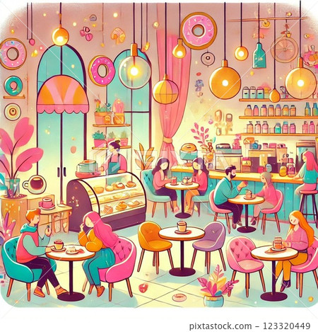 時尚的咖啡館場景 123320449