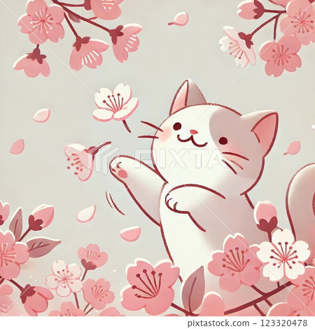貓在玩櫻花 123320478