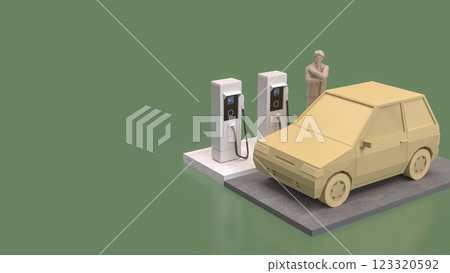 The EV Station and Car for Technology or Transportation concept 3d Rendering. 123320592