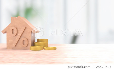 The Wood House and percent for Property or real estate concept 3d rendering. 123320607