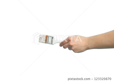 PNG, Paint, hand with paintbrush, isolated on white background 123320870