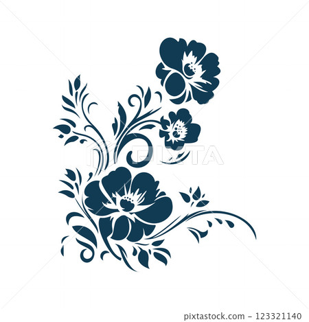 Beautiful Romantic Navy Blue Flower Floral Florist Ornament Border Decoration Beautiful Romantic Navy Blue Flower Floral Florist Ornament Border Decoration 123321140