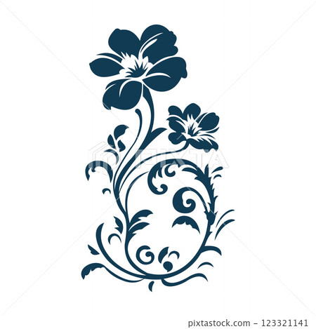 Beautiful Romantic Navy Blue Flower Floral Florist Ornament Border Decoration Beautiful Romantic Navy Blue Flower Floral Florist Ornament Border Decoration 123321141