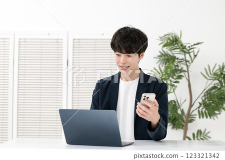 Man using a computer 123321342