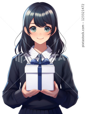 School girls giving gifts 123321472