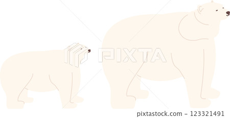 Illustration of a parent and child polar bear with a gentle expression 123321491