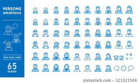 人們的面部表情圖標集 123321509