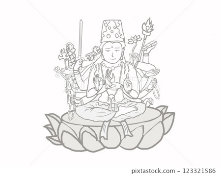 A simply drawn Juntei Kannon A simply drawn Juntei Kannon 123321586