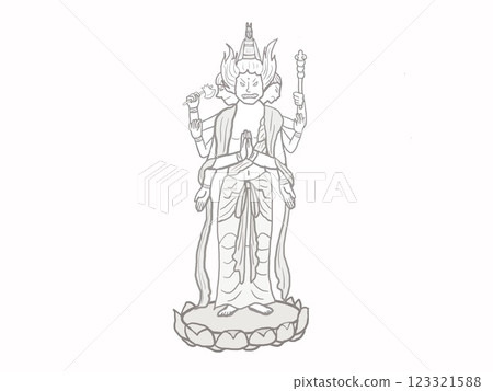 A simply drawn horse-headed Kannon 123321588