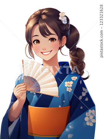 一個女人穿著浴衣 123321628