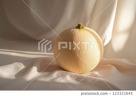 A cream-colored melon wrapped in soft light 123321645