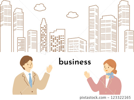 穿著西裝的男人和女人和一棟建築 123322165