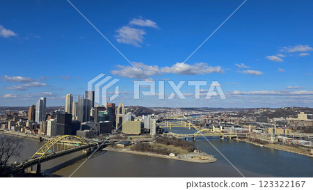 City skyline featuring modern and classic architecture, with prominent skyscrapers and urban buildings with colorful bright colors, capturing the essence of metropolitan life City skyline featuring modern and classic architecture, with prominent skyscrapers and urban buildings with colorful bright colors, capturing the essence of metropolitan life 123322167