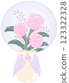 Bouquet of tulips in a glass jar 123322328