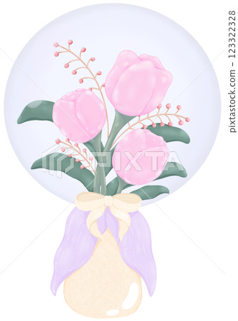 Bouquet of tulips in a glass jar 123322328