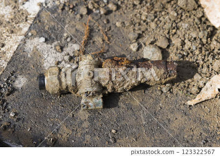 Deteriorated and damaged water supply pipe Water pipe 123322567