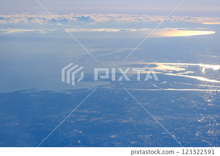 Aerial view of Chiba at dusk in winter 123322591