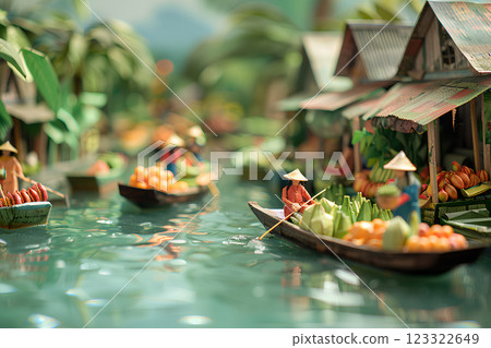 Damnang Saduak Floating Market (Paper Craft) 123322649