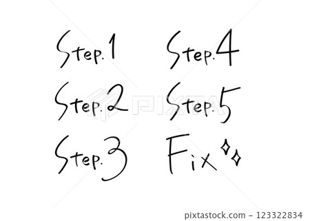 步驟標題粗糙的手寫，塗鴉風格圖示集 123322834