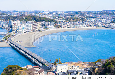 View of Enoshima Benten Bridge, Sagami Bay, and Koshigoe Coast from the heights of Enoshima View of Enoshima Benten Bridge, Sagami Bay, and Koshigoe Coast from the heights of Enoshima 123323009