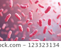 A microscopic observation of the microorganisms of a fungal microorganism: a round-shaped bacterium on a neutral background, very suitable for medical research and research use. 123323134