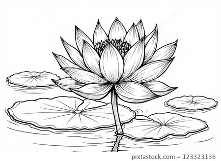 簡單的蓮花圈著色頁：非常適合兒童，特點是線條粗糙，細節較少，讓您輕鬆填充顏色，享受創意樂趣 123323136