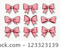 Pink bow clip art, simple vector illustration for stickers, t-shirt designs, babies day decorations and cute DIY projects 123323139
