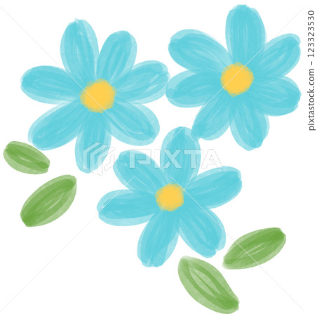 Illustration of a small Blue Daisy flower blooming Illustration of a small Blue Daisy flower blooming 123323530