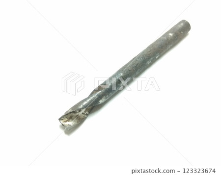 A picture of broken drill bit isolated on a white background A picture of broken drill bit isolated on a white background 123323674