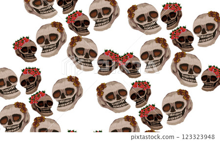 skulll with gold flower background 123323948