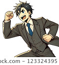  Businessman who plays guts pose 123324395