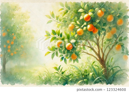 Mandarin orange trees and mandarins 123324608