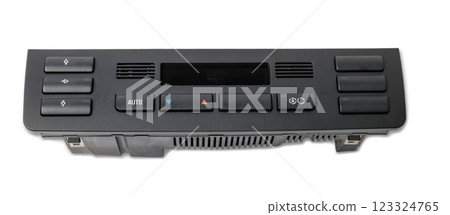 Close-up of climate control panel, Setting up and refueling the air conditioner in the workshop. Close-up of climate control panel, Setting up and refueling the air conditioner in the workshop. 123324765