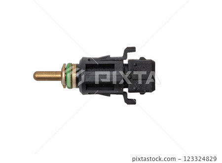 Engine coolant temperature sensor, water temp sensor, Isolated. Spare auto parts for repair in vehicle garage or workshop 123324829