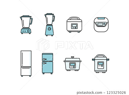 插畫資料：簡單的廚房烹飪器具線條畫插圖集（單色、點） 123325026