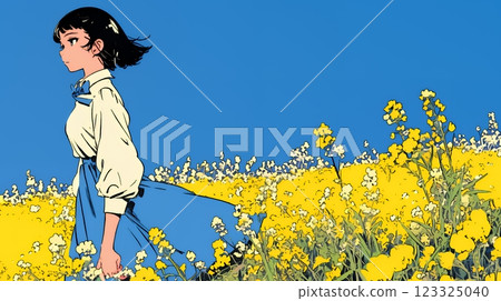 油菜花田裡的年輕女子 油菜花田裡的年輕女子 123325040