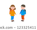 小學男孩和女孩背著書包的插圖 123325411