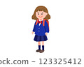 穿著制服插畫入學典禮裝扮的女孩 123325412