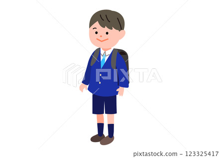 穿著西裝背著書包的男孩插圖 穿著西裝背著書包的男孩插圖 123325417