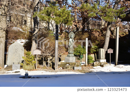 Photographing the grounds of Shogaku-in Temple in Esashi, Hokkaido in winter Photographing the grounds of Shogaku-in Temple in Esashi, Hokkaido in winter 123325473