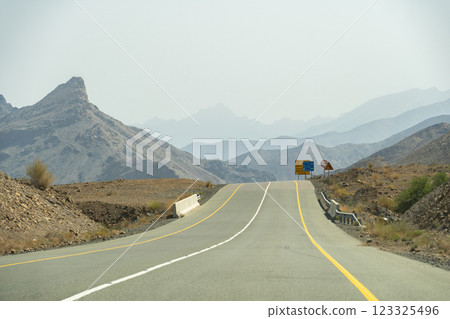 Beautiful mountain ranges and driving scenery in Oman Beautiful mountain ranges and driving scenery in Oman 123325496