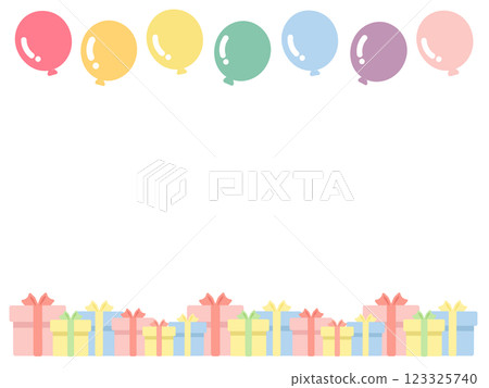 Balloons, presents, frame, illustration 123325740