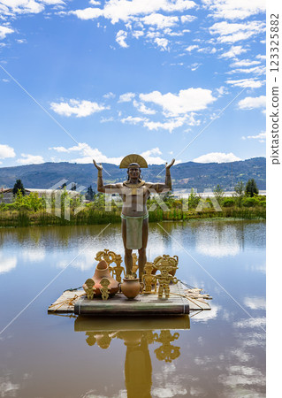 Muisca tribal statue, Ecoparque Sabana, Cundinamarca department. Colombia 123325882