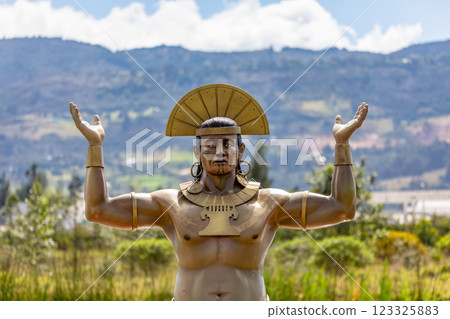 Muisca tribal statue, Ecoparque Sabana, Cundinamarca department. Colombia Muisca tribal statue, Ecoparque Sabana, Cundinamarca department. Colombia 123325883